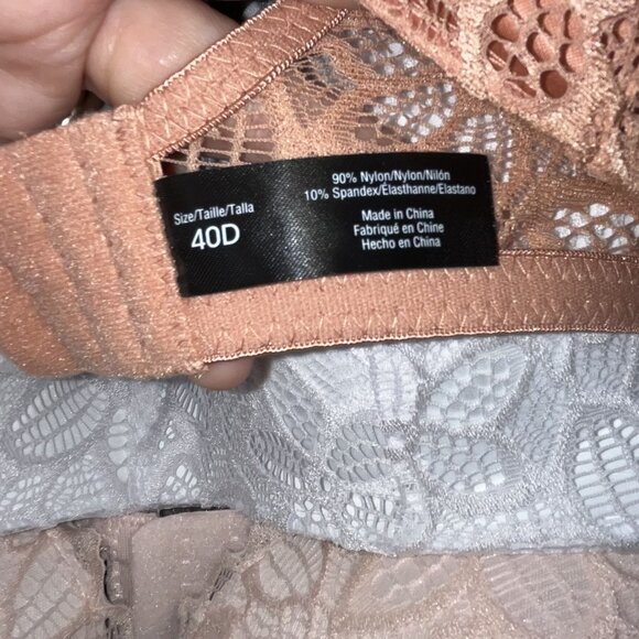 3- Renerofe Soft Comfort Wire-Free Lightly Padded Bras 40D NEW‎ Pink White Rose - Picture 4 of 6